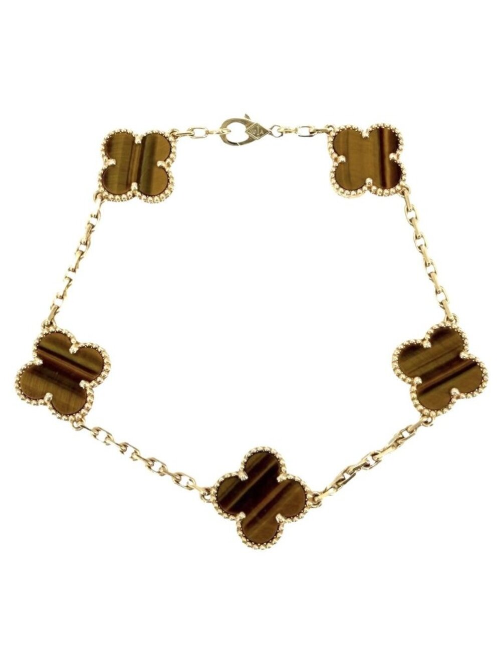 Van Cleef & Arpels Bracelet Vintage Alhambra Gold Tiger Eye Brown